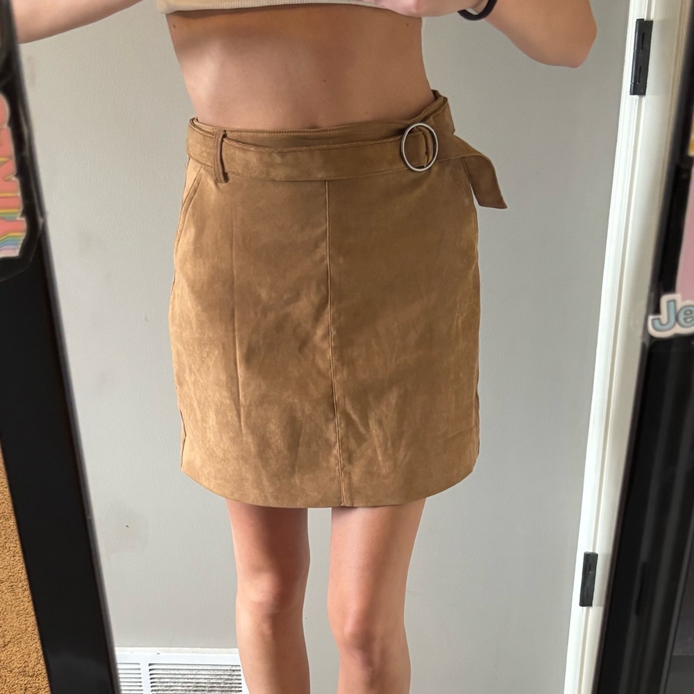 Hollister Suede Brown Belted Pencil Skirt